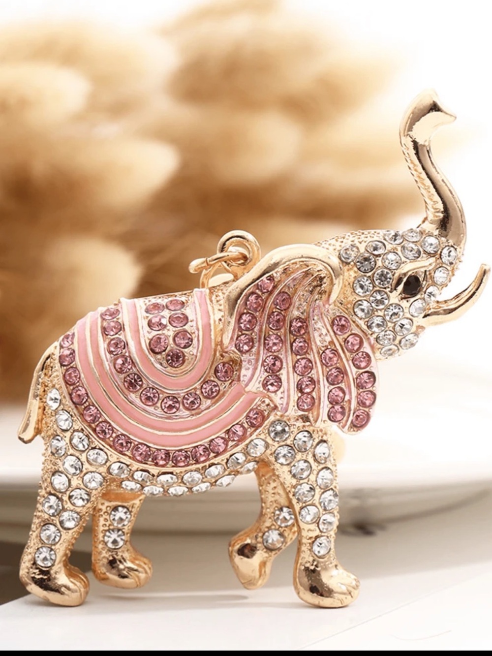 Crystal Elephant Keychain/Bag Charm • Pink or Green • Pick One